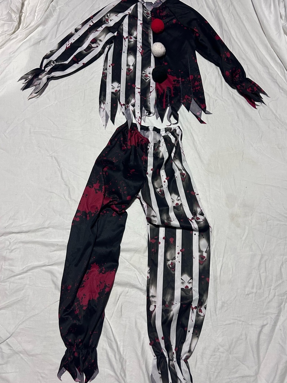 Spirit Black, White & Red Bloody Jester Costume Set